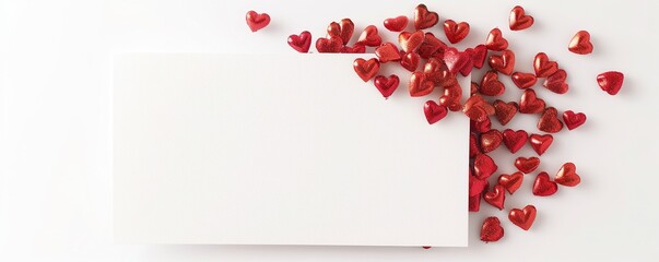 Empty valentine's day greeting card with copyspace on white background