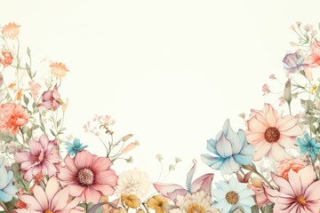 Obraz premium A background of watercolor flowers with a clean area for text