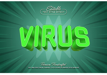 Fototapeta na wymiar Green virus editable vector text effect graphic style template