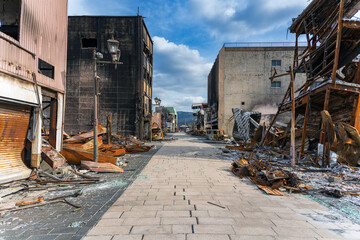 能登半島地震 輪島朝市通りの被災現場の風景