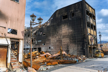 能登半島地震 輪島朝市通りの被災現場の風景