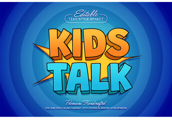 Kids talk editable vector text effect graphic style template