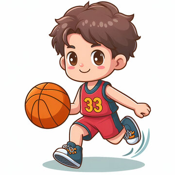 Vector  boy basketball on white background 