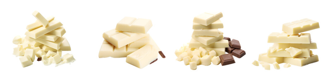 white chocolate isolated on a transparent PNG background, white background , Generative Ai