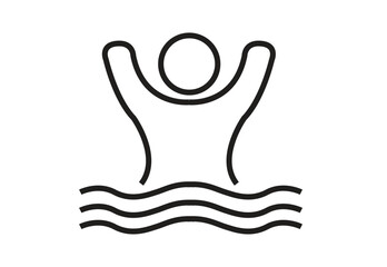 Obraz premium Line Art Swimming and water Symbol. Editable Clip Art