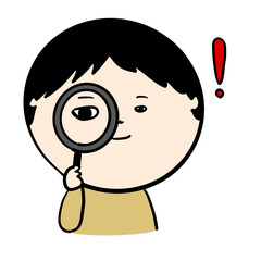 虫めがねで何かを発見した人