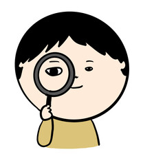 虫めがねで観察する人