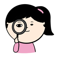 虫めがねで観察する人