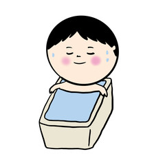 湯船でリラックスする人