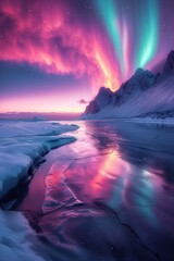 **Celestial Aurora Over the Icy Tundra Photo 4K