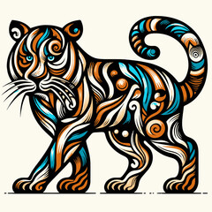 Fototapeta na wymiar tiger cartoon isolated on white