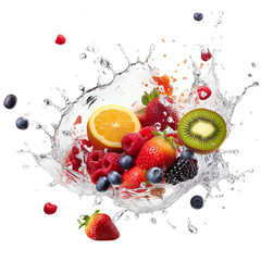 Splash effect of fresh fruits, ai generated 