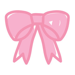 Illustration of pink ribbon doodle for decorations, sticker, girly stuff, cute patch, shirt print, fabric print, logo, icon, women fashion, empowerment, brooch, pin, accessory, spring and summer