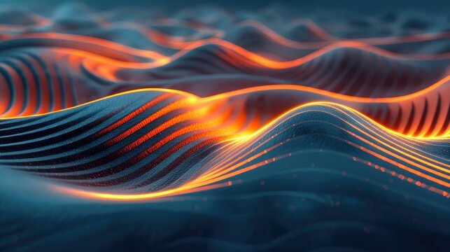 Abstract futuristic background with dark glowing wave illustrations