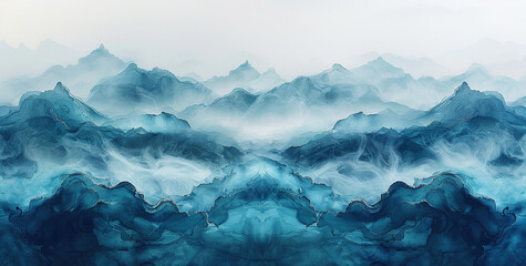 Watercolor blue water background for graphics use. Created with Ai