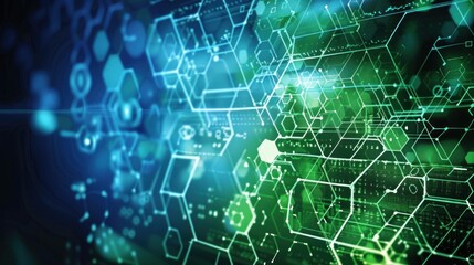 blue green hexagon concept technology background