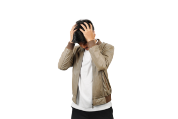 Portrait a boy wearing jacket with expression