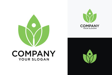 Abstract flower logo icon design vector logo design lotus flower yoga peace logo template