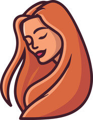 woman with long hair vector illustration, suitable for beauty logo