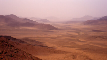 Fototapeta premium analogue still high angle shot of a foggy Dessert landscape