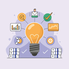 2d vector illustration colorful business , Achieving the goal among many goals with the best proposal and the best results
