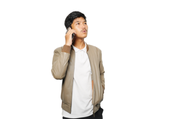 Portrait a boy wearing jacket with expression