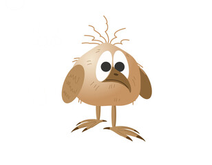 Portrait of a funny bird on a green background. About 10,000 species of birds live on earth. There are a lot of funny ones among them. April 1st is International Bird Day!