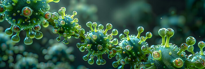 Virus simulation high magnification,
Phytaplankton under a microscope - obrazy, fototapety, plakaty