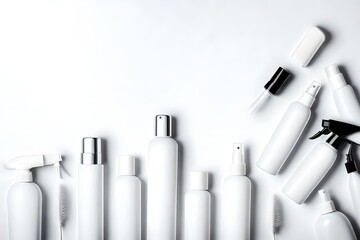 White cosmetical sprays in copyspace composition
