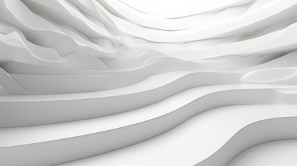 Minimal abstract white background with smooth curve, flowing satin waves for backdrop design