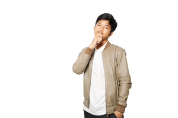 Portrait a boy wearing jacket with expression