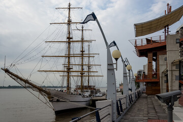 Sail training ship of the Ecuadorian Navy, BAE Guayas (BE-21). This ship is located at Malecón...