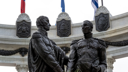 View of the Rotonda Hemicircle, a monument erected to honor the historic meeting where the liberators Simón Bolívar and José de San Martín gathered in 1822 in Guayaquil, Ecuador
