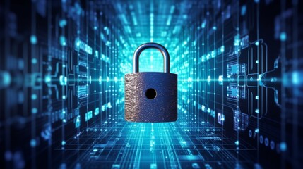 Network cybersecurity concept , Protection network security computer , screen padlock , user privacy security and safe your data generative ai