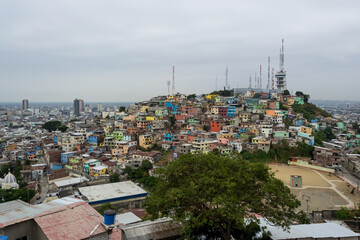 Cityscape of Guayaquil, Ecuador's largest city and economic capital, from the top of Santa Ana Hill.