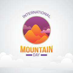 International Mountain day vector illustration. Landscape and outdoor day themes design concept with flat style vector illustration. Suitable for greeting card, poster and banner. 