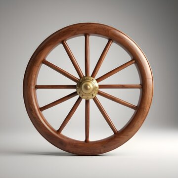 Wood wheel element, farm, Generative Ai