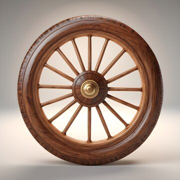 Wooden wheel, ox cart, Generate Ai