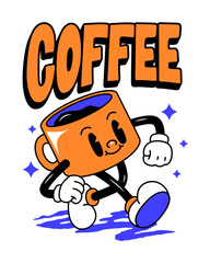 Funny Coffee Retro Mascot Vector Art, Illustration and Graphic