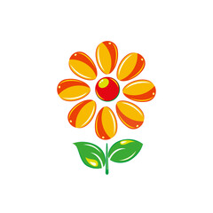 Orange flower isolated color logo design clipart