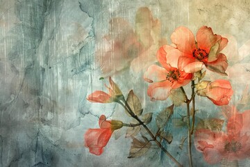 Artistic expression through grunge and watercolor Abstract floral design