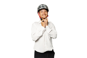 Portrait of a boy wearing white shirt for bike to work