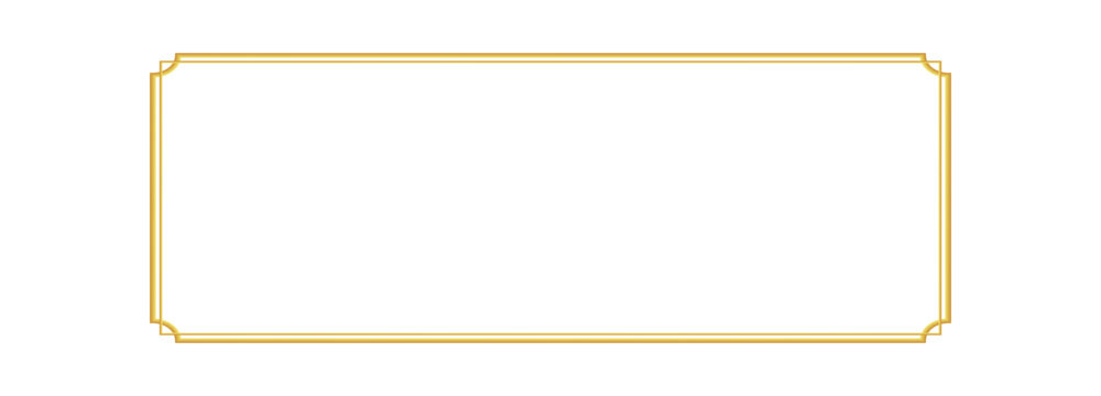  Rectangle vintage gold frame for web presentation, double line horizontal border in oriental style for work project ,png vector illustration