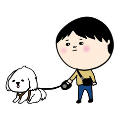 お散歩途中で疲れた愛犬