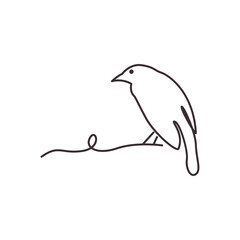 little bird line art icon logo vector