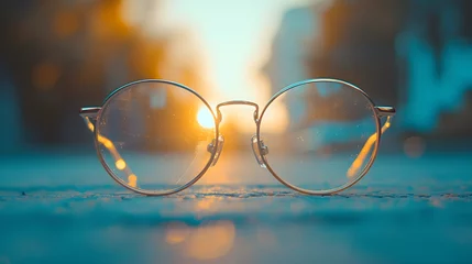 Foto op Aluminium glasses in front of road, Generative Ai © Jaunali