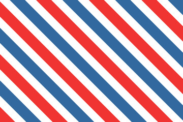 Barber colored liner background. Blue red vector pattern. Diagonal stripe pattern.