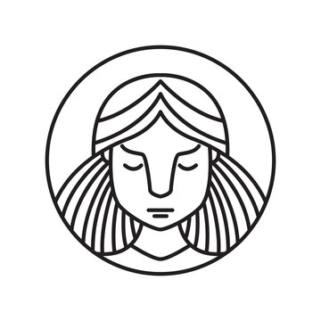 recommend clip art: beauty women relax long hair care salon line art logo design