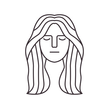 recommend clip art: beauty women relax long hair care salon line art logo design