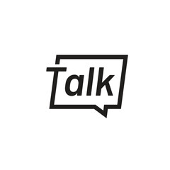 talk lettering letter mark on chat bubble icon logo vector sign